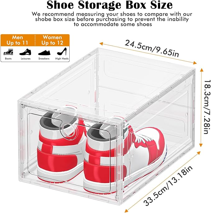 ARSTPEOE 12-Pack Shoe Storage Boxes Clear Magnetic Stackable - Image 2