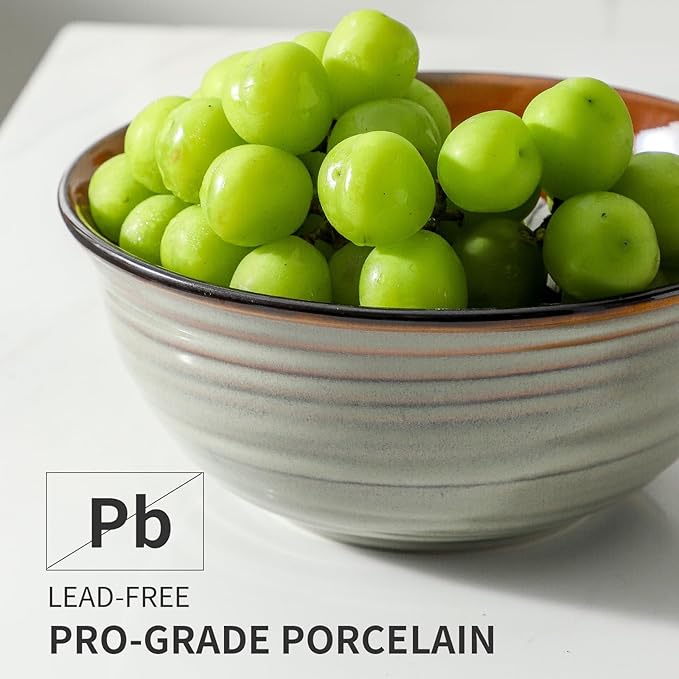 Serving Bowls, 60oz Deep Ceramic Mixing Bowls for Salad Pasta Soup Pho Popcorn, 8.4In Large Bowl Set of 2 for Baking Cooking Kitchen Party Dinner, Microwave and Dishwasher Safe, Brown