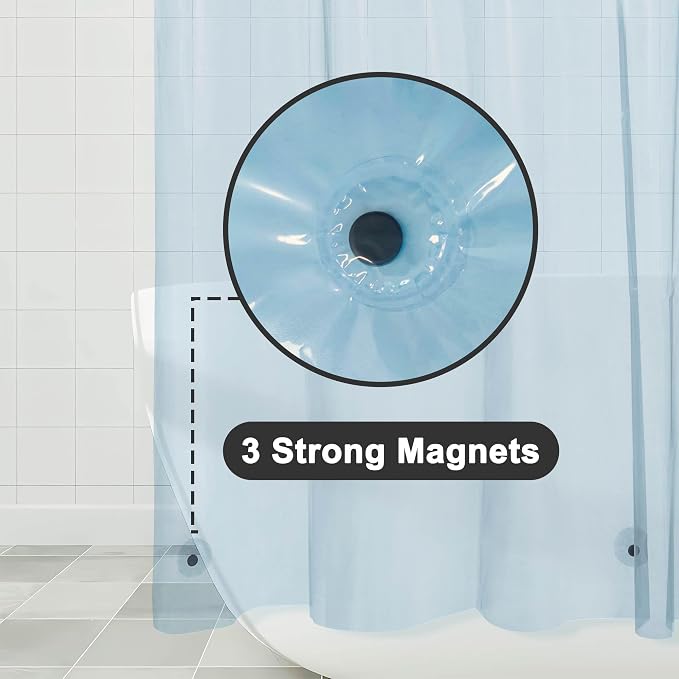 Barossa Design Clear Blue Long Shower Curtain Liner 72x78 - Image 3