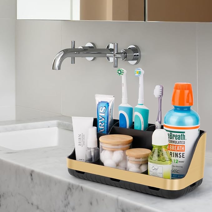 GFWARE Gold Toothbrush Holders for Bathrooms Countertop Organizer - Image 6