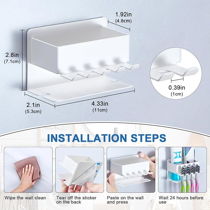 Toothbrush Head Holders, Electric Tooth Brush Head Holder, Adhesive Toothpaste - Image 9