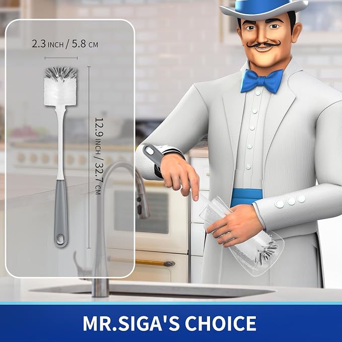 MR.SIGA Long Handle Bottle Brush, Non-Scratch Water Bottle Brush Cleaner | 2 - Image 2