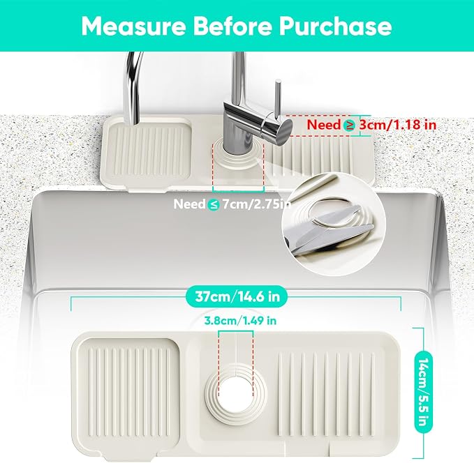 14.6 inch Faucet Mat for Kitchen Sink Faucet Mat Kitchen Sink Splash Guard - Image 3
