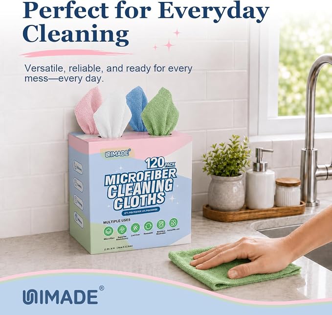UNIMADE Microfiber Cleaning Cloth, 120 Pack Microfiber Towels - Image 4