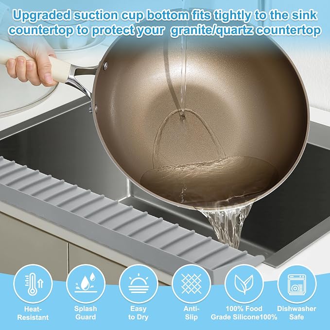 Silicone Sink Edge Protectors 4" x 24", Upgrade Kitchen Sink Splash Guards - Image 5