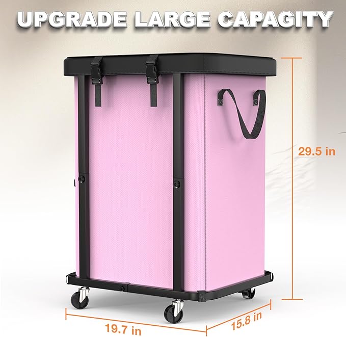 Laundry Basket with Wheels, 150L Rolling Hamper Carts - Image 6