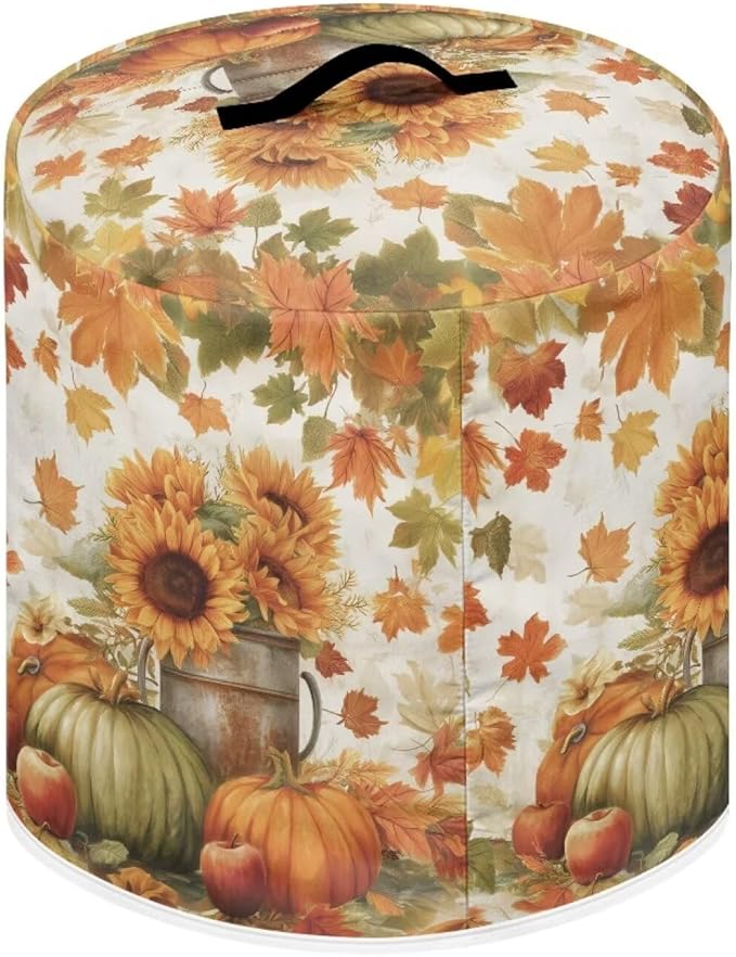 Fall Decor Stain-resistant Pressure Cooker Dust Cover Accessories for 8 Quart, Kitchen Appliance Air Fryer Rice Cooker Cover with Top Handle and Storage Pocket Sunflower Pumpkins