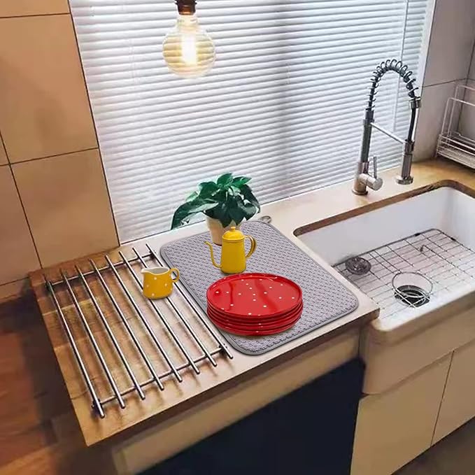 Dish Drying Mats for Kitchen Counter 2 Pack, Dish Drying Pad Absorbent | - Image 5