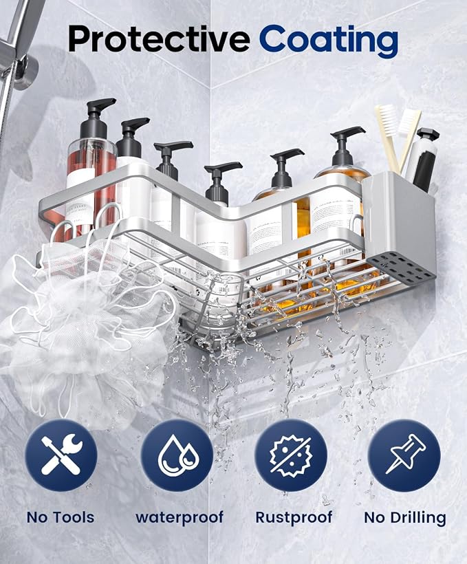 3 Pack Corner Shower Shelves, Rustproof Shower Organizer Caddy - Image 3