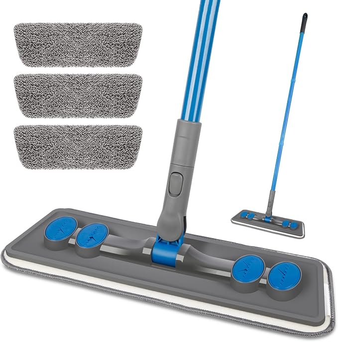 Microfibre Floor Mop for Cleaning Floors, Flat Mop for Laminate Wooden Vinyl by FORPEEDER