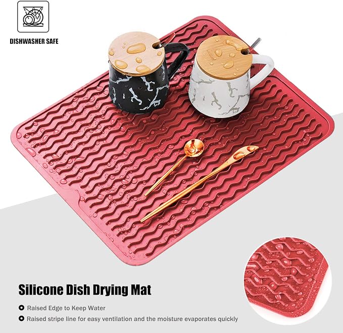 Silicone Dish Drying Mat, Non-Slip Easy Clean Sink Mat, Large Heat-resistant - Image 3