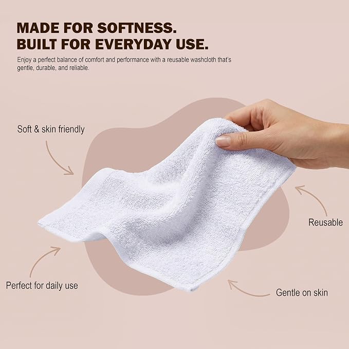 Utopia Towels 12 Pack 100% Cotton Washcloths Set, Soft Feel Fingertip Towels - Image 4