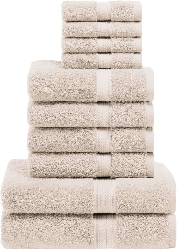 SUPERIOR Egyptian Cotton Ultra Plush & Absorbent, 10 Piece Set, Stone | Quick - Image 2