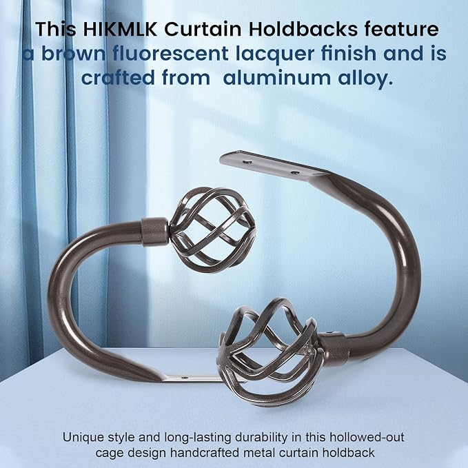 HIKMLK Handmade Metal Curtain Holdbacks 2pcs, Decoration Curtain Tie Back Hooks - Image 2