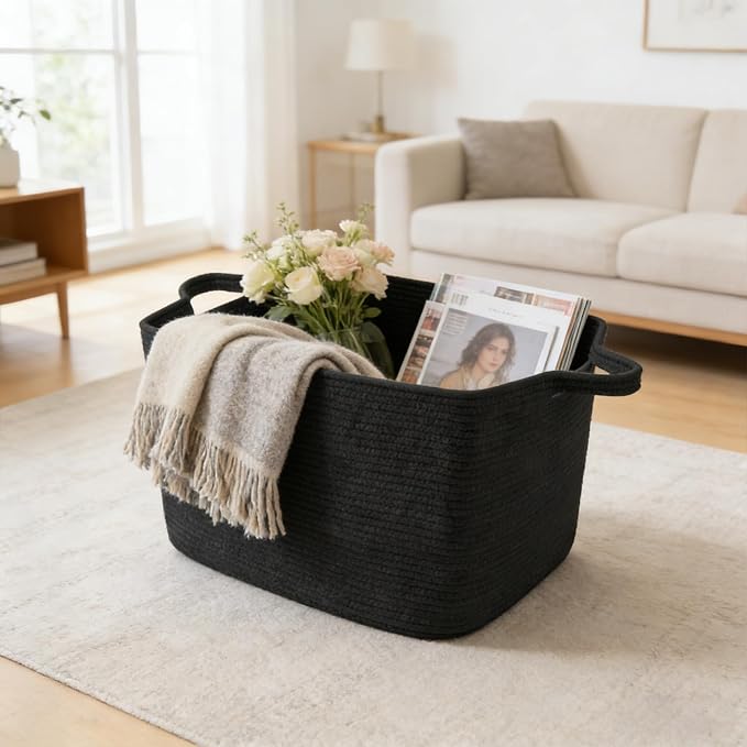 65L Large Laundry Basket with Handles, Woven Blanket Basket - Image 4