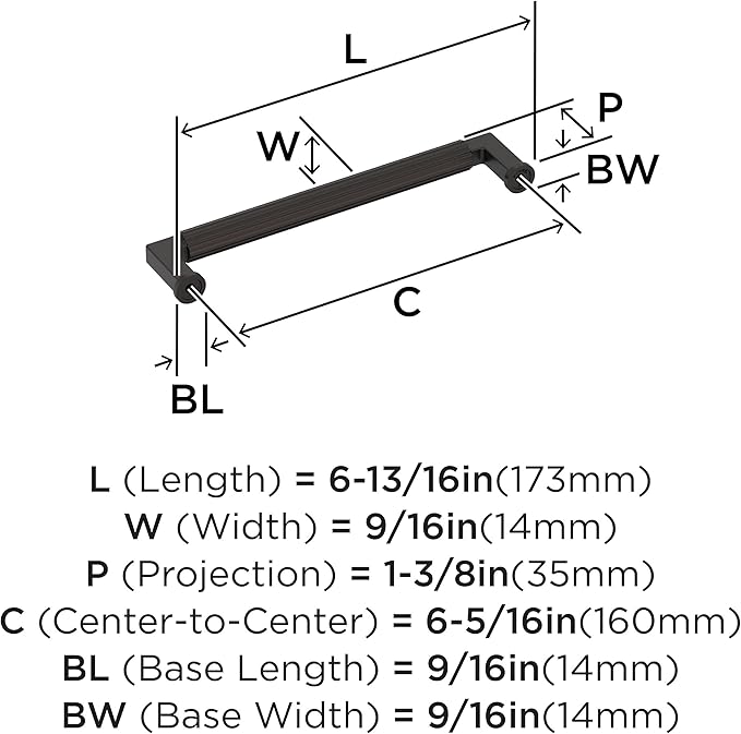 Amerock Ballard 6-5/16 inch (160mm) Center-to-Center Oil-Rubbed Bronze Cabinet Pull, BP37645ORB
