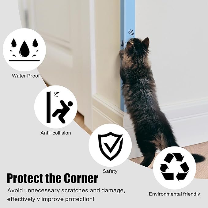 ‎Frychee Wall Corner Protector, Walls Edge Protector，Self-Adhesive Wall Corner Guards,PVC Double Side Edge Protector， Furniture Stairs Guard (Blue 2PCS 120cm/47.2in)