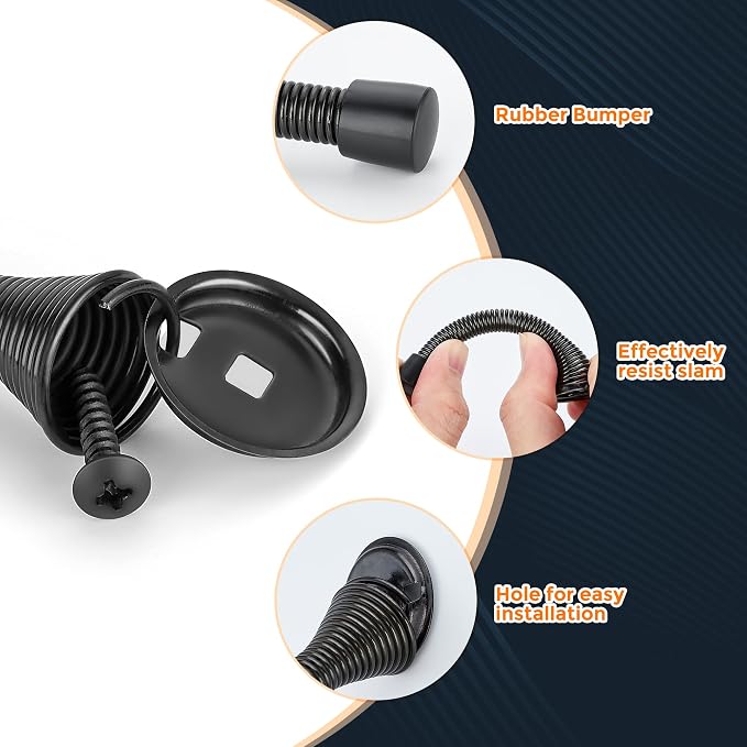 Ravinte Door Stoppers, 30 Pack Black Spring Door Stops - Image 4