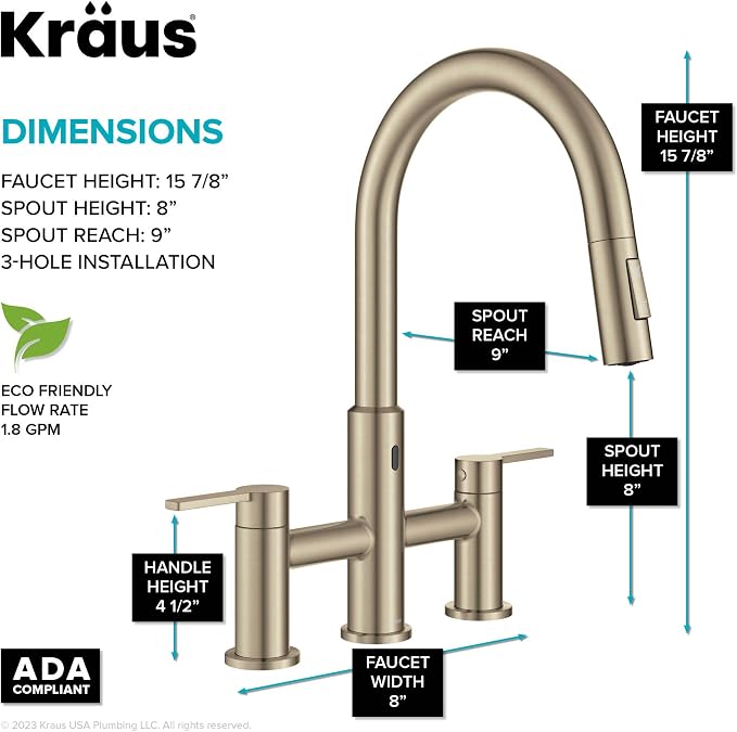 KRAUS Oletto Touchless Sensor Bridge Kitchen Faucet - Image 4