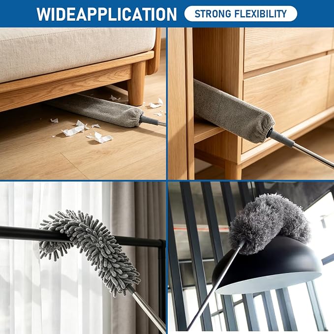Microfiber Feather Duster 6-in-1 Kit | Extendable Duster - Image 4