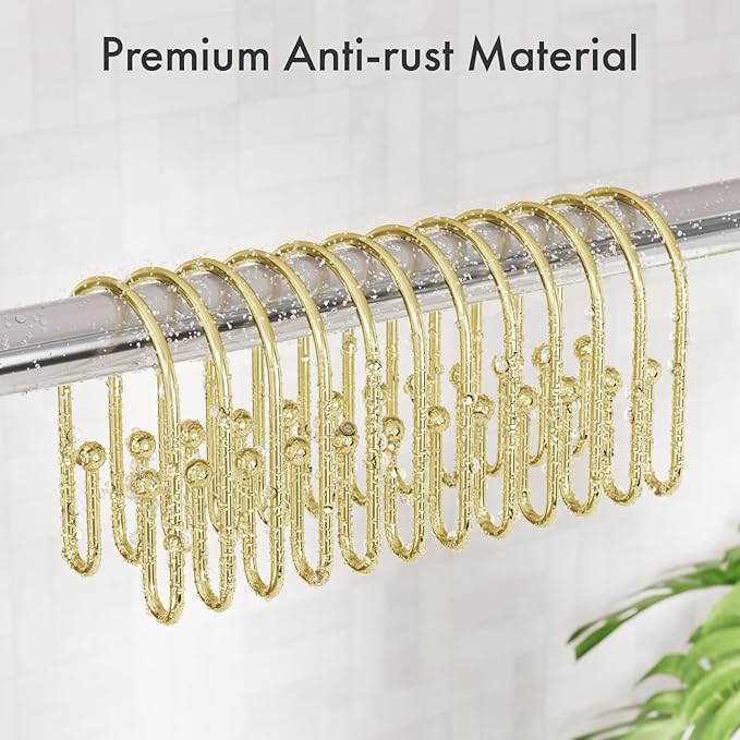 AmazerBath Shower Curtain Hooks, Non-Slip Simple Double Hook Shower Curtain - Image 5