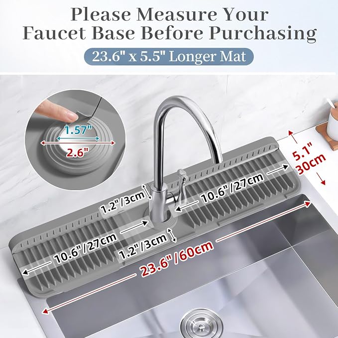 PoYang 24 Inch Faucet Mat for Kitchen Sink Splash Guard, Snap Button Holds It - Image 3