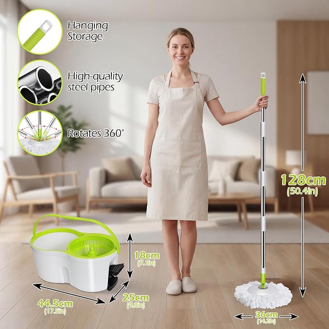 Masthome Spin Mop Bucket Set, Small Mop Bucket System - Image 8