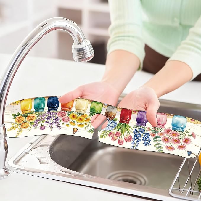 2 Pcs Kitchen Sink Splash Guard Faucet Mat Vase Faucet Mat - Image 6