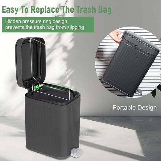 Small Bathroom Trash Can with Lid, 1.9 Gallon Slim Soft Close Step, Kitchen & - Image 5