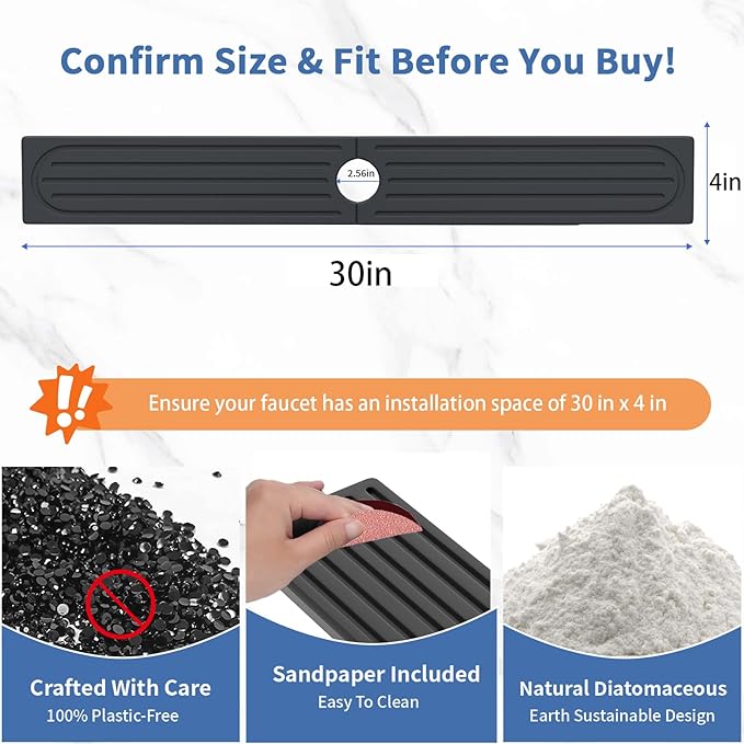 Fast Drying Kitchen Sink Splash Guard, Durable Stone Kitchen Faucet Mat - Image 3