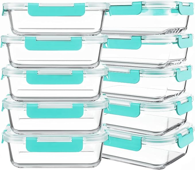 10 Packs 30 oz Glass Meal Prep Containers by KOMUEEUS