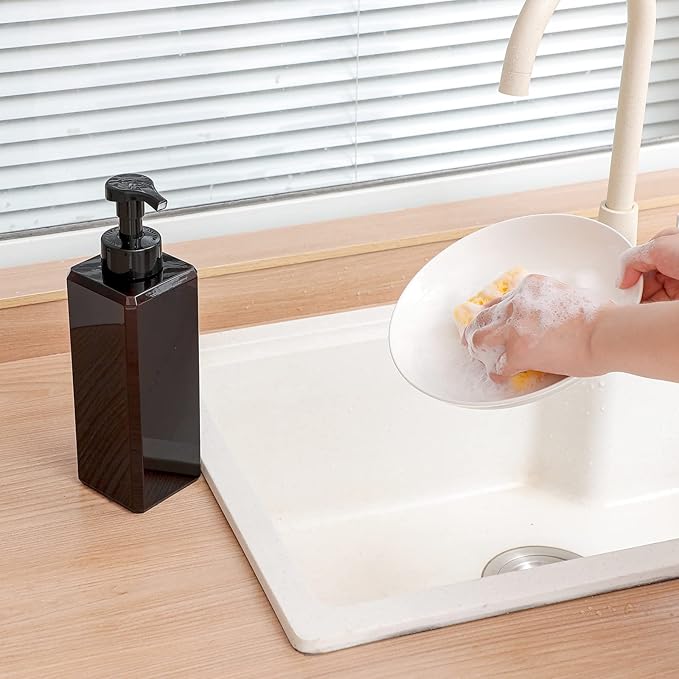 Foaming Soap Dispenser, 34oz Plastic Refillable Pump Bottle, 2 Pack, Amber | - Image 3