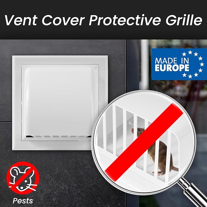 Repa Market 4 Inch Dryer Vent Cover Outside with Backdraft Damper - White ABS Plastic Exhaust Vent Hood - Wall Vent Cover - Outside Dryer Vent Cover for Dryer Vent Hose, Bathroom Vent Cover, AC Vent
