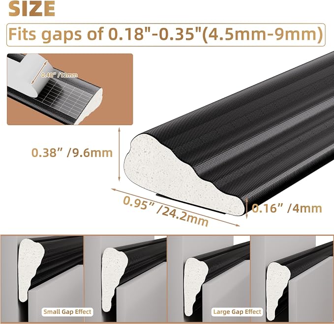 Kneelisa 2Pcs×196” Wedge-Shape Foam Window Weather Stripping Door Seal | - Image 2
