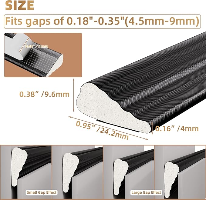 Kneelisa 3Pcs×196” Wedge-Shape Foam Window Weather Stripping Door Seal | - Image 2