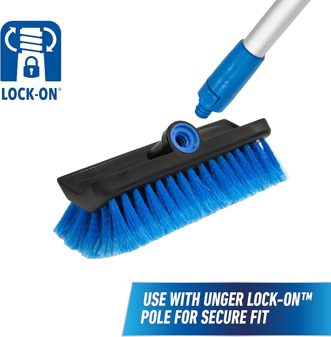 Unger Professional Lock-On HydroPower 10” Bi-Level Soft Wash Brush, Compatible - Image 9