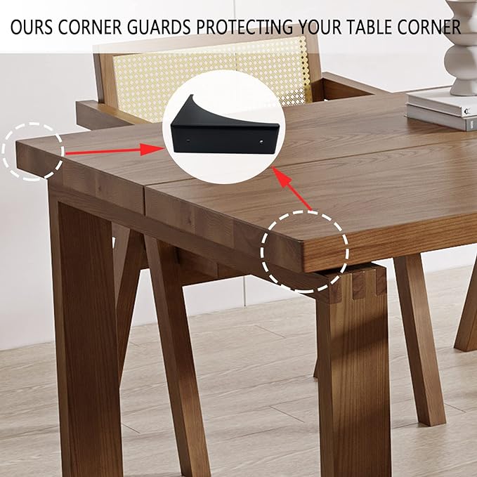 Pack of 4 Antique Zinc Alloy Box Corner Protector Edge Safety Guard Cabinet Furniture Corner Bumpers (No Printing Black)