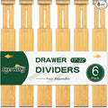 Kitchen Drawer Dividers 6 Pack Bamboo Drawer Organizers | 17-22" Adjustable by Lzerking