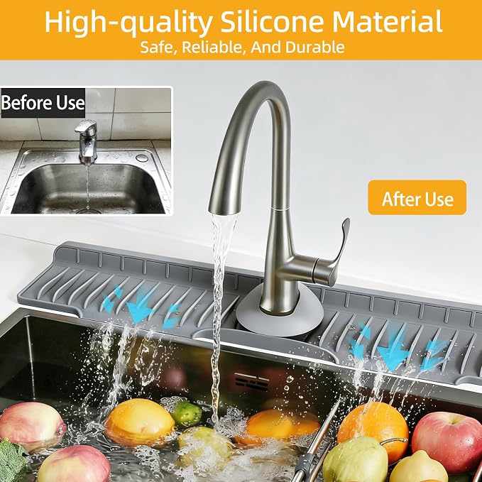 24" Silicone Sink Mat for Kitchen, Sink Splash Guard Behind the Faucet - Image 4