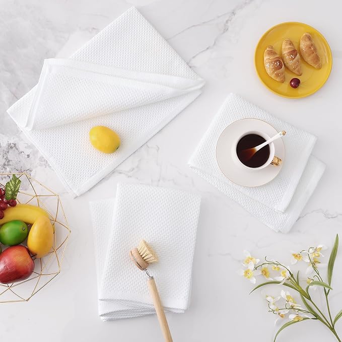 Homaxy 100% Cotton Oversized Waffle Weave Kitchen Towels 8-Pack, Ultra Soft - Image 7