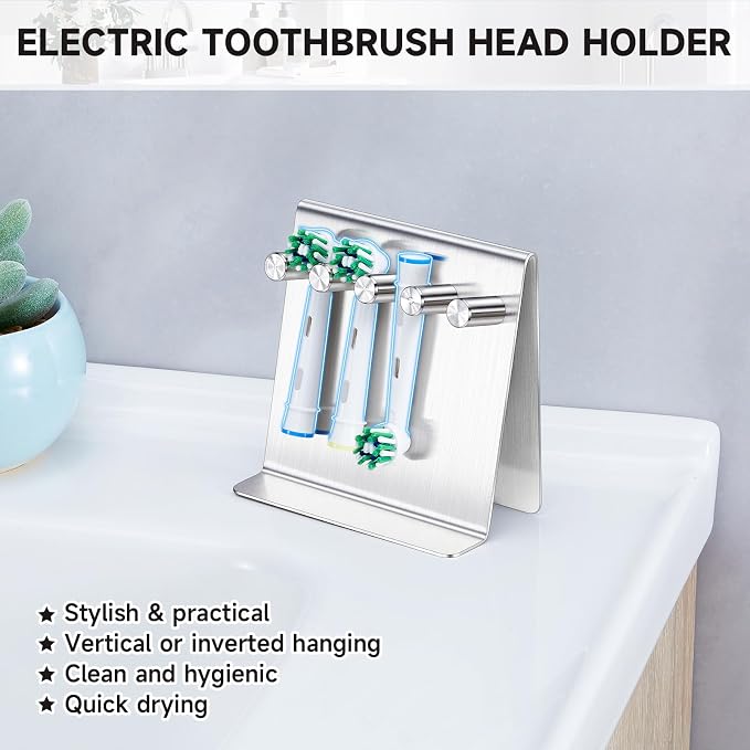 Electric Toothbrush Head Holder Adhesive or Tabletop, Tooth Brush Holder - Image 5