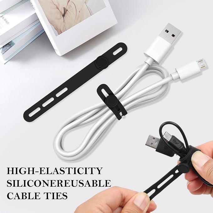 Donruby 30Pcs Silicone Cable Ties, Reusable Cord Organizer Straps, 4.7" - Image 3