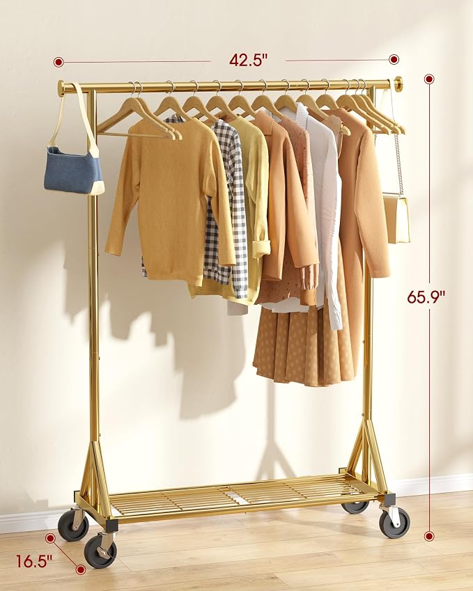 Sakugi Heavy Duty Stainless Steel Rolling Clothes Rack - Image 2