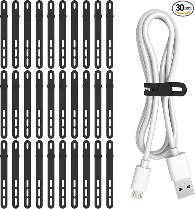 Donruby 30Pcs Silicone Cable Ties, Reusable Cord Organizer Straps, 4.7" by Donruby