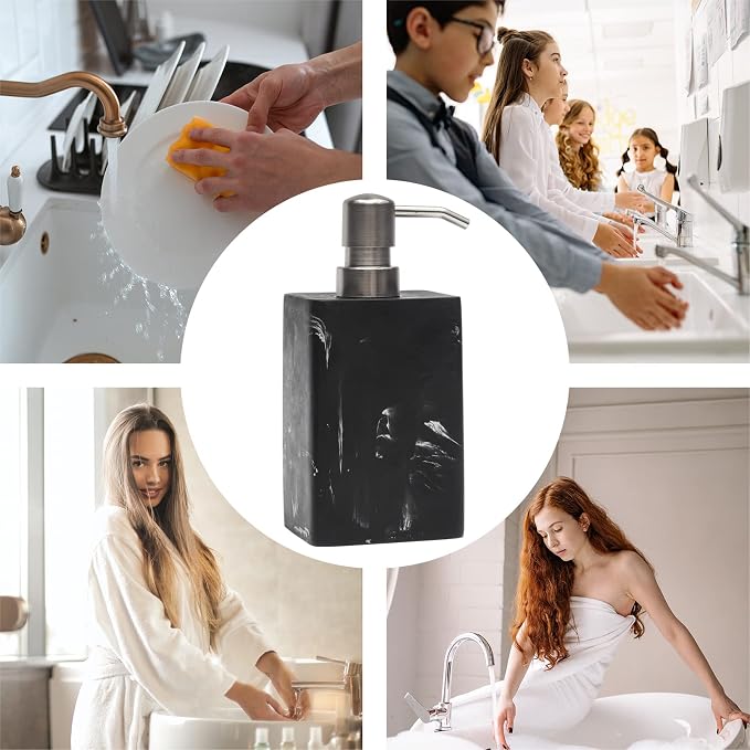 Soap Dispenser, 15 Oz with with Brushed Nickel Pump, Refillable Liquid Square - Image 7