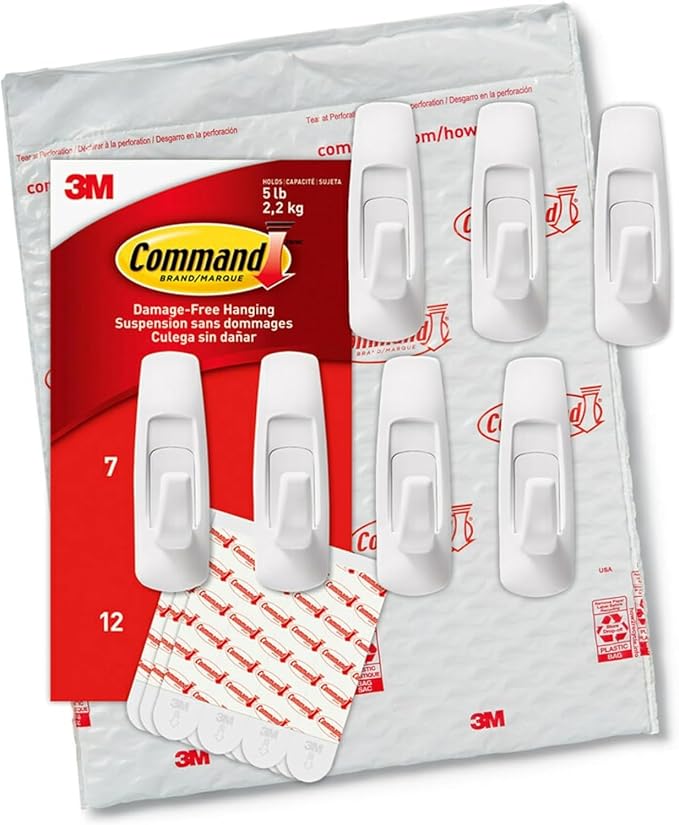 Command 5 lb Large Utility Hooks, 7 Hooks and 12 Strips, Damage-Free Hanging - Image 10