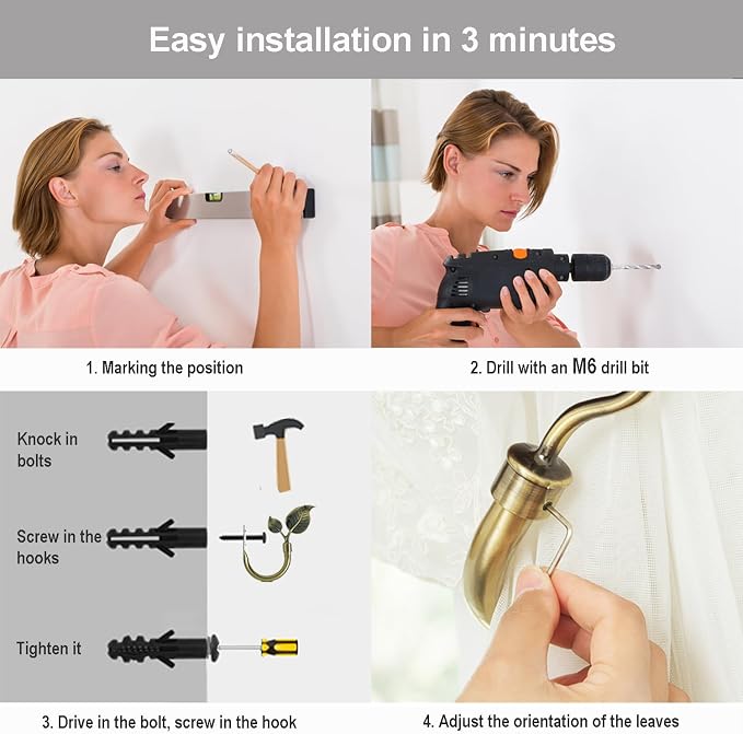 HIKMLK Leaf Shaped Curtain Tieback Holdbacks 2pcs, Handmade Metal Curtain Side - Image 7