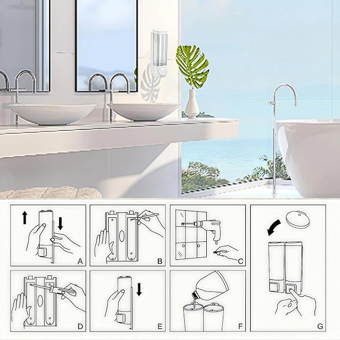 10oz/300ml Single Manual Wall Mounted Soap Dispenser - Image 5