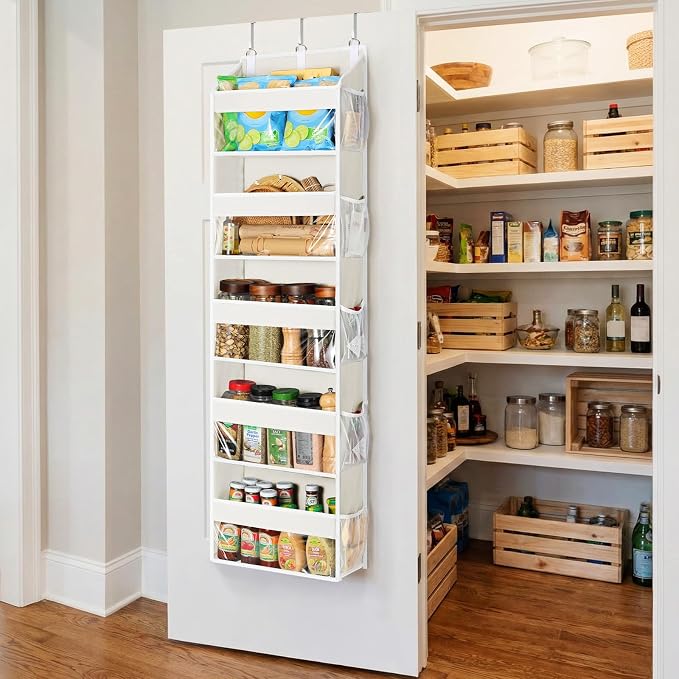 Yecaye 5 Tier Clear Over the Door Organizer Hanging, 5 Large Plastic Pockets - Image 8