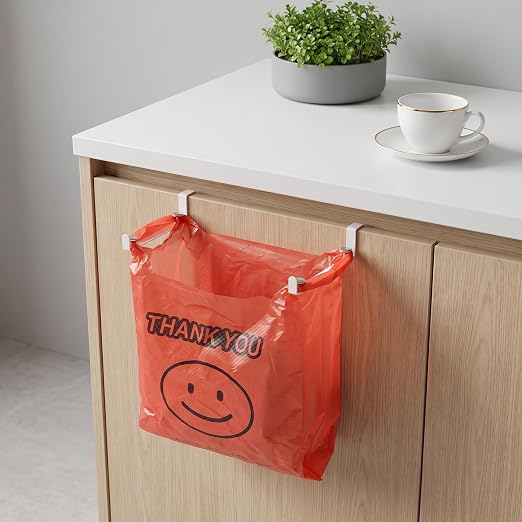Large Trash Bag Holder for Kitchen Cabinets Doors, Under Sink Plastic Bag Hooks - Image 2